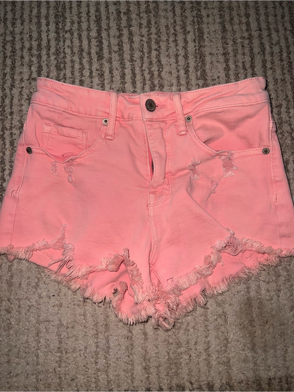 Mossimo Supply Co. Coral Pink Frayed Denim Shorts